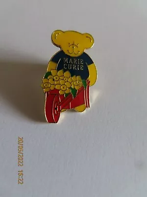 Marie Curie Cancer Care Charity Pin Badge - Yellow Bear Wheelbarrow & Daffodils • £3.50