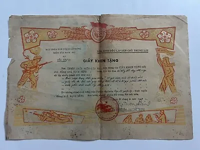 North Vietnamese Army Nva Vc Vietcong Certificate Document Vietnam War Rare • $175