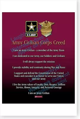 US Army Medical Department Regiment AMEDD Civilian Corps Creed Poster • $14.49