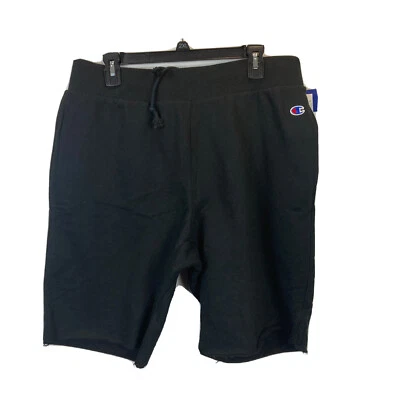$30 • Buy Vintage Champion Black Reverse Weave Cut Off Large Sweat Shorts Pockets Elastic