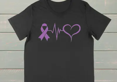 Purple Ribbon Awareness T Shirt Pancreatic Alzheimer's Chrons Fibro Epilepsy Top • £9.99