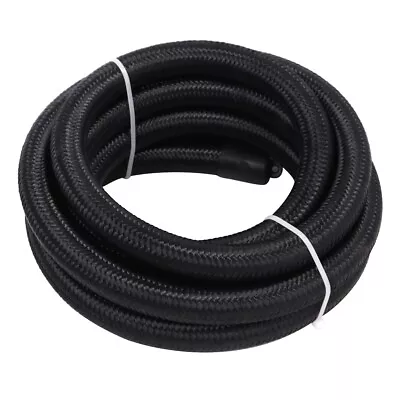 6AN 3/8  Fuel Line Hose Braided Nylon Stainless Steel Oil Gas CPE AN6 10FT Black • $25.99