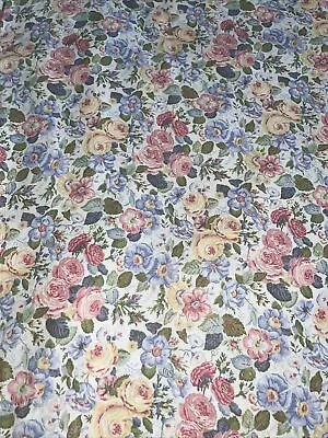 Laura Ashley Floral Lined Curtain 2 Panels 41x84 Blue/Pink Sycamore Quartet Xlnt • $65