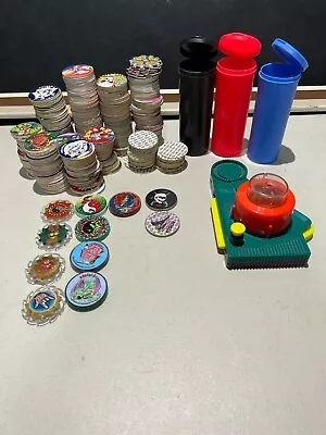 Vintage 90's Pogs Lot - Tubes Slammers Custom Pog Maker • $56