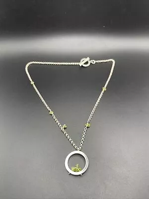 Mignon Faget Sterling Silver Peridot Necklace 17.5” Long Great Condition • $134