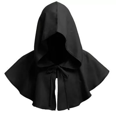 Men Women Medieval Cowl Hat Renaissance Monk Halloween Cosplay Hooded Cape 79 • $22.58