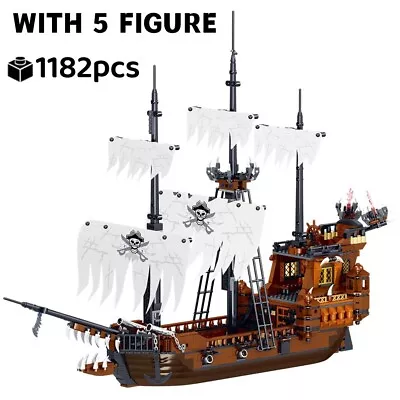 Pirate Ship Building Blocks Sailing Storm Boat Queen's Revenge Warship Black Pea • $105