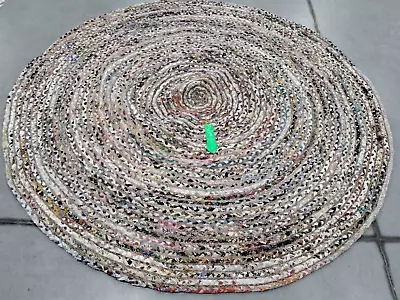 BEIGE / MULTI 6' X 6' RD Broken Thread Rug Reduced Price 1172739720 CAP202B-6R • $65