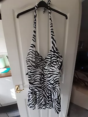 Debenhams  Size 36gg  Zebra Print  Halter Neck Skirted Swimsuit Bnwt • £19.99