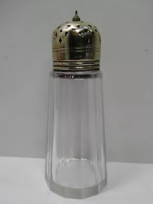 Antique Faceted Glass Epns Metal Lid Sugar Shaker Jar Bottle • $18.02