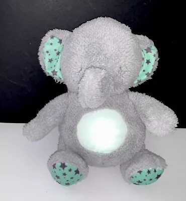 Soft Dreams Elephant Stuffed Plush Lights Up  Musical Toy Baby Stars Grey Green • $10.52