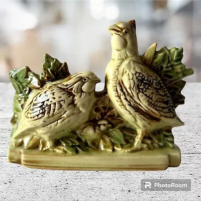 Vintage McCoy Quail Bird Family Pottery Planter Ceramic Beige And Green Foliage • $59.99