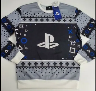 $29.99 • Buy PlayStation Christmas Ugly Holiday Sweater New Mens Small Black Gray