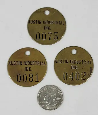 Lot Of 3 Vintage Brass Tool Tags Austin Industrial Inc • $27.20