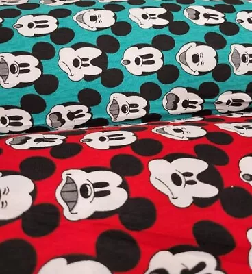 Children's Cotton Jersey Miki Mouse Fabric Stretch Soft Colourful Dressmaking • £6.50