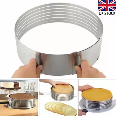 6-8  Round Stainless Layer Cake Slicer Tool Mousse Slicing Ring Mold Cutter UK • £7.26