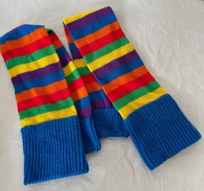 Vintage 80s Retro Sweater Knit Leg Warmers Rainbow Stripe • $24.99
