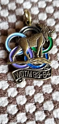 Vintage WOTM 93-94 Moose Enameled Brass Pendant Jewelry 5 Rings Textured • $8.61