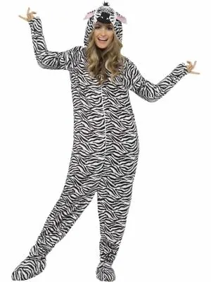 Adult Zebra Costume Zoo Fancy Dress Unisex Outfit Book Day Jumpsuit Adults Large • £22.31