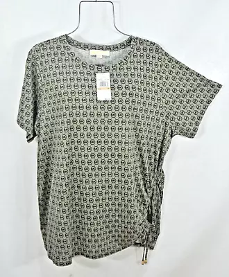 NEW Michael Kors Women's Blouse 2X Green MK LOGO Pull Hem Top Tunic Shirt NWT • $39.99