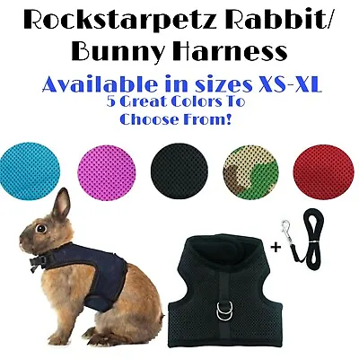 Adjustable Soft Harness With Elastic Leash For Rabbits/Bunny Small Pet Mesh Lead • $11.59