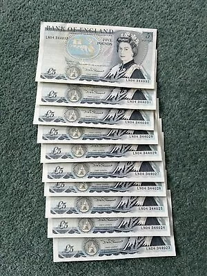 Old Five £5 Pound Notes Uncirculated 10x LN04 344023-LN04 344032 • £99