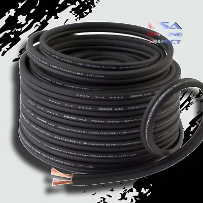 14 Gauge 100Ft BLACK OFC 100% Copper Marine Car Home Audio Speaker Cable Wire US • $54.99