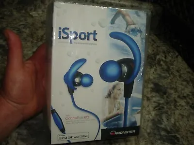 NEW MONSTER ISPORT In-Ear Only  Headphones Blue Control Talk  SEALED • $69.99