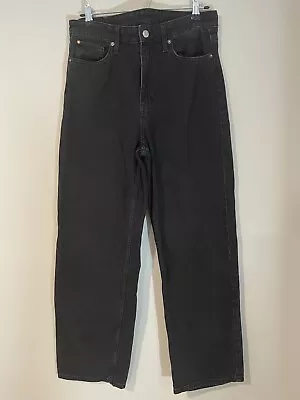 &denim H&M Loose Straight High Waist Black Wide Leg Jeans Size 8 EUR 40 Womens • $22.99