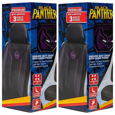 2 Pack Marvel Black Panther Sideless Seat Covers W Cargo Pocket  Car Truck SUV • $54.49