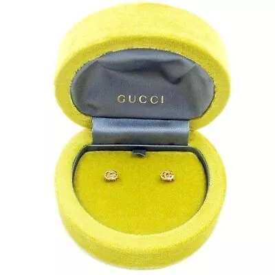 GUCCI Earrings K18 GG Running 750 Gold Ladies Accessories Top 0.4×0.7cm • $1195.28