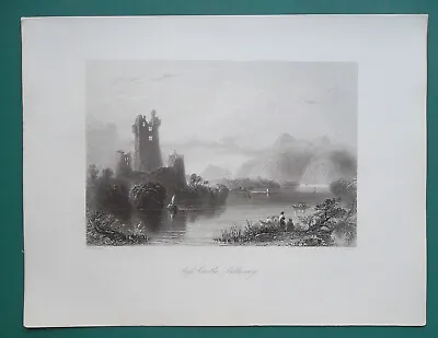 IRELAND Ross Castle Killarney - 1841 BARTLETT Antique Print Engraving • $18