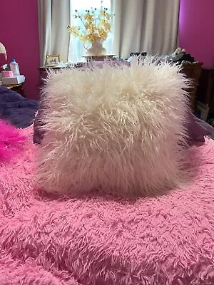 100% Real Mongolian Tibetan Lamb Fur Pillow Cushion Wool Fur Pillowcase 2 Color • $40