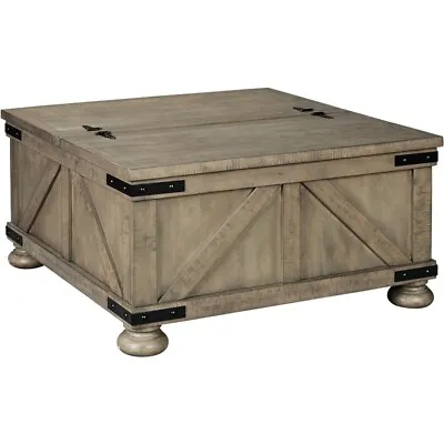 Signature Design Ashley Aldwin Farmhouse Square Coffee Table+ Lift Top Storage . • $281.99