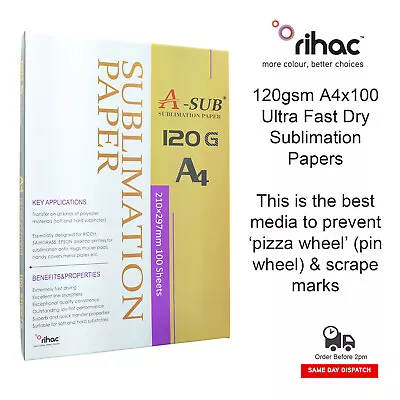 £16.75 • Buy A SUB Premium Sublimation Paper 120g A4 100 Sheets Best For Epson EcoTank Cricut