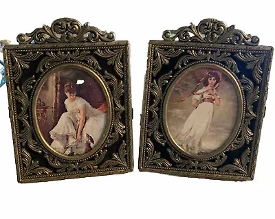 Vintage Italian Picture Frame Brass Action Maker Set Of 2 • $29.99