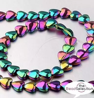 PREMIUM QUALITY RAINBOW HEART HEMATITE BEADS 8mm 20 Per Bag HEM32 • £3.59