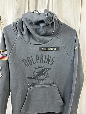 Nike Miami Dolphins Salute To Service Pullover Sweatshirt Mens S Gray Front Zip • $33.99