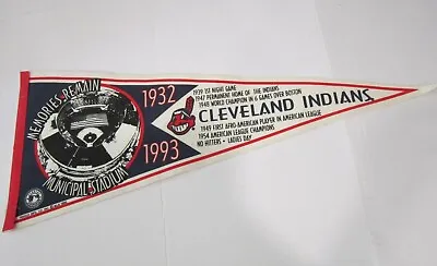 Vintage 1932-1993 CLEVELAND INDIANS Municipal Stadium Memories Pennant MLB • $14.99