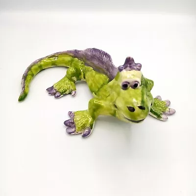 Hobbyist Ceramic Dragon Lizard Purple Green Naive AS IS Rescue • $18