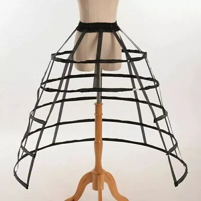 Gothic Women Skirt Crinoline Pannier Petticoat Underskirt Cage 5 Hoops Split • £23.99