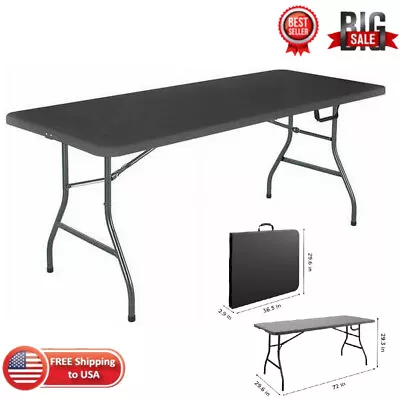 6 Foot Centerfold Folding Table Black Indoor/Outdoor Picnic Camping Table US • $75