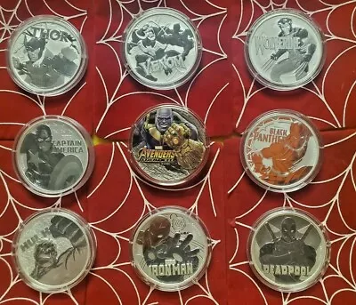 2017 Marvel Trading 9 Silver Coins Thanos Black Panther Venom Thor Wolverine • $1000