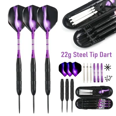 3Pcs 22g Professional Competition Tungsten Steel Needle Tip Darts Set With Case • $14.89