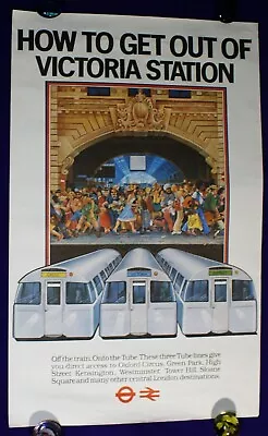 LONDON TRANSPORT POSTER RAIL UNDERGROUND VICTORIA STATION KEITH McEWAN 1980 • £225