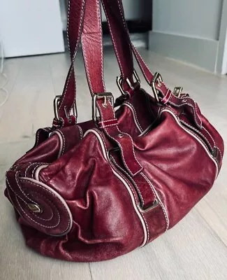 Marc Jacobs Duffel Handbag Burgundy Red Leather & Suede Shoulder Bag • $80