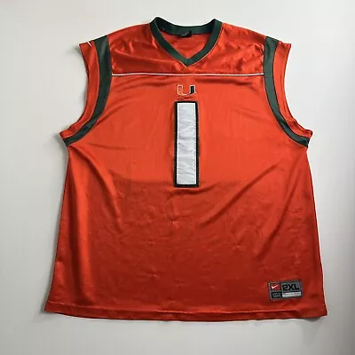 Vintage Nike Team Miami Hurricanes Basketball Jersey Mens Size 2XL Active Y2K • $26.99