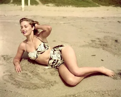 Vera Miles Posing Barefoot On Sand In Bikini 1950's Pin Up 11x14 Color Photo • $24.99