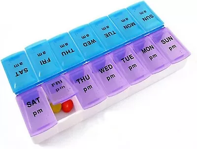 Weekly Pill Organizer Daily Pill Box 7 Day Large Medicine Organizer Box • $8.58