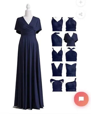 Navy Bridesmaid Dress Wrap Around Multi-way Infinity Style With Bandeau. • £50